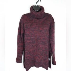 JOHN + JENN Burgundy Cable Knit Turtleneck Sweater
